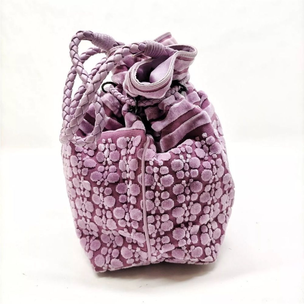Auth Bottega Veneta Purple Butterfly Velvet Crocheted Strap Mini Bucket Bag - Picture 3 of 9